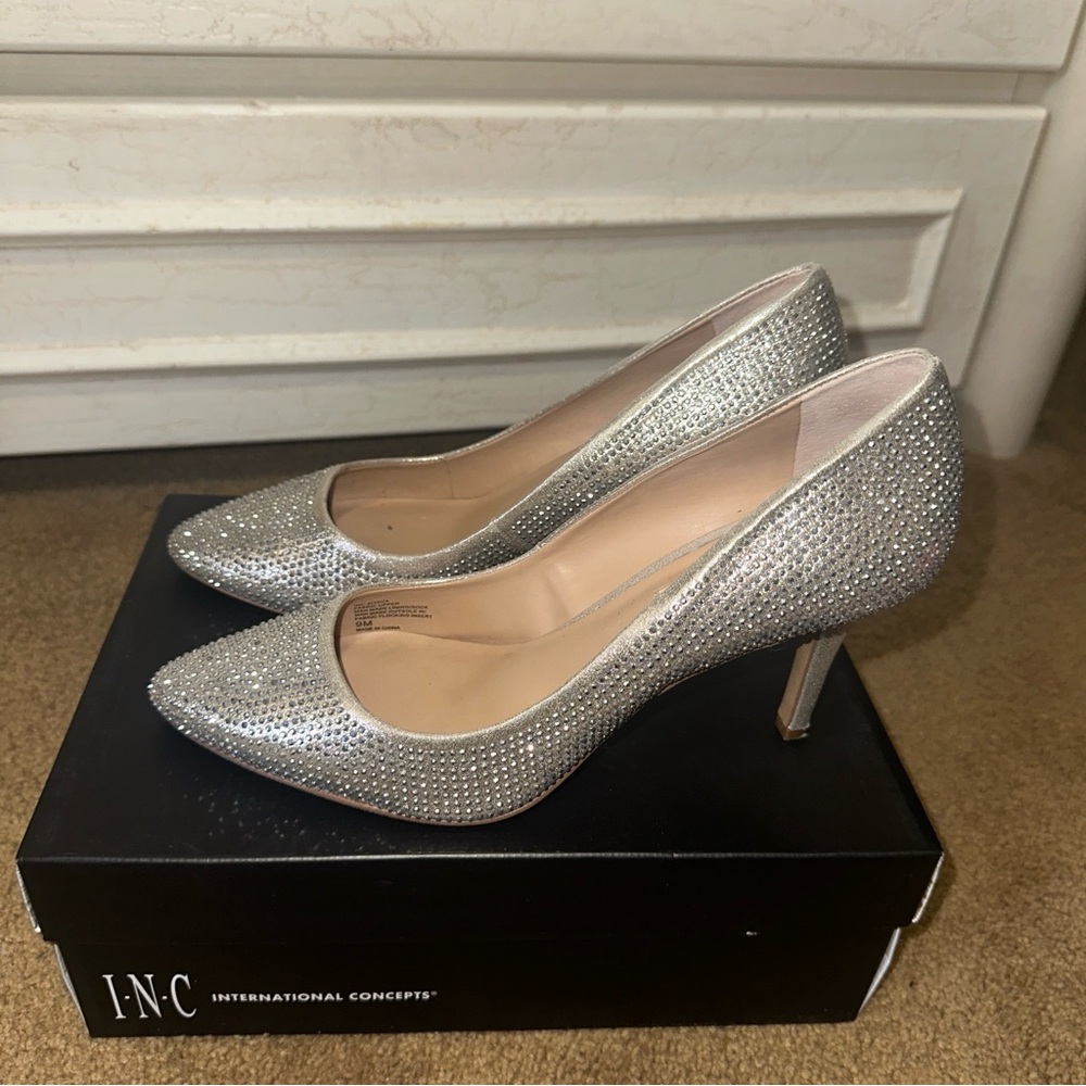 INC International Concepts Silver/Gold Rhinestone Heels
